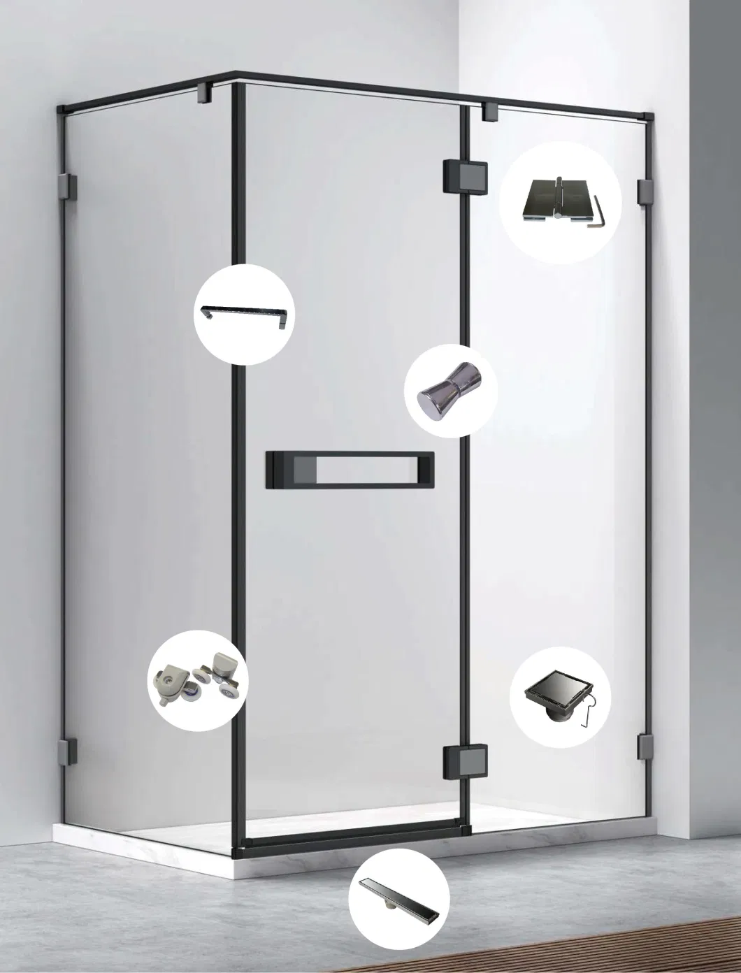 Zinc Alloy Shower Door Handle-Round Handle of Shower Enclosure