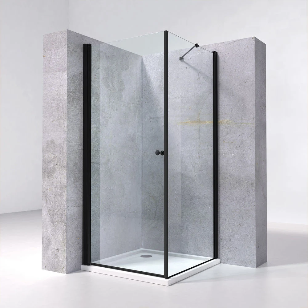 Snuofan European Bathroom Simple Pivot Black Shower Enclosure 90X90