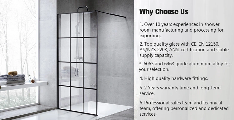 Wholesale Black Fixed Walk-in Shower Partition Door Shower Glass Panel