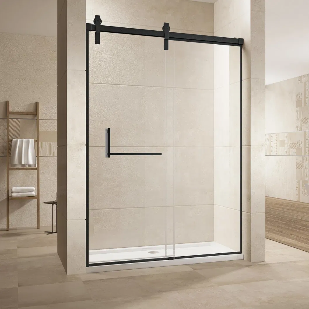 Matte Black Sliding Shower Enclosure with 10mm Tempered Glass