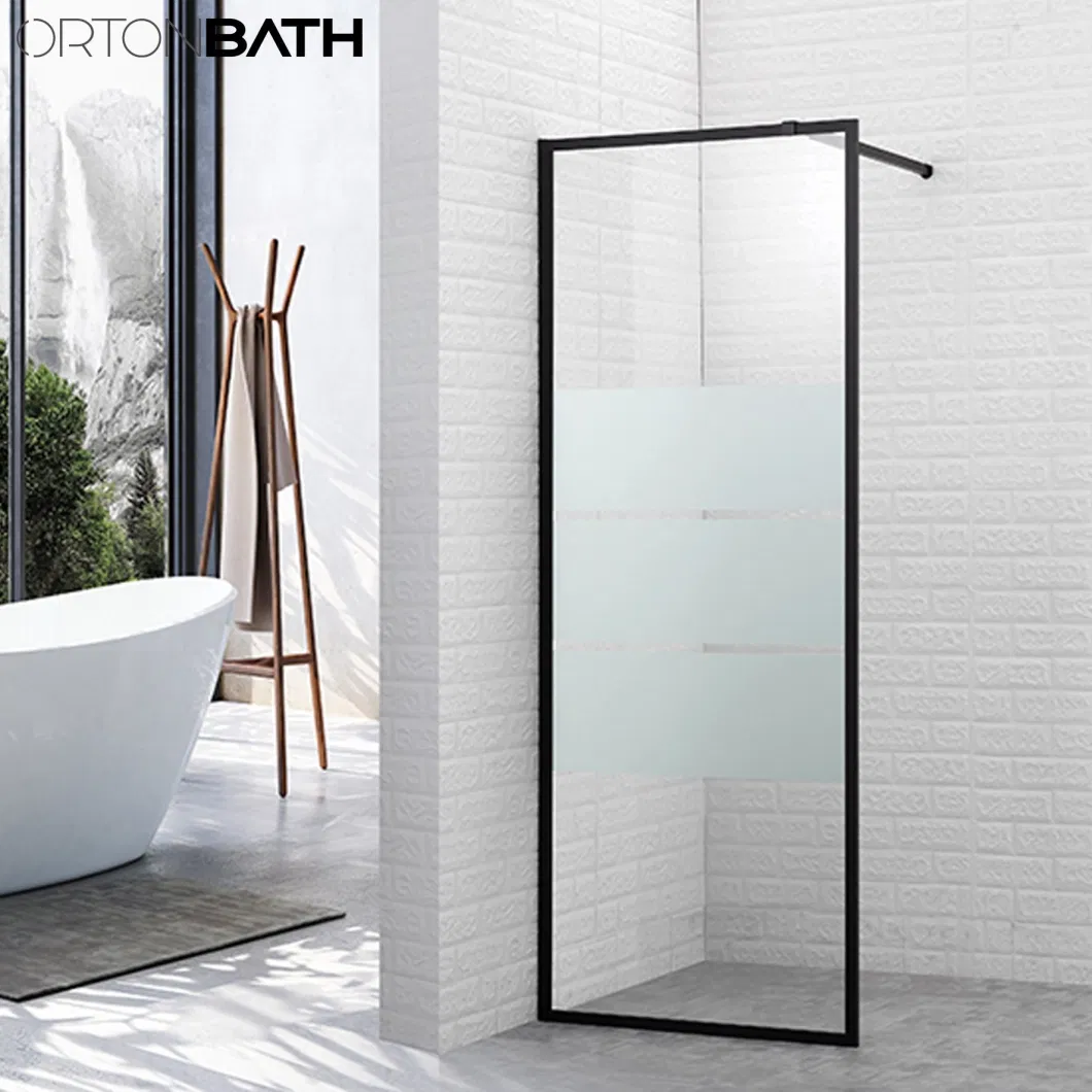 Ortonbath CE Certified Clear Transparent Framed Pivot Silver Thick Customizable Tempered Glass Bathroom Shower Enclosure with Support Frame and Aluminum Profile