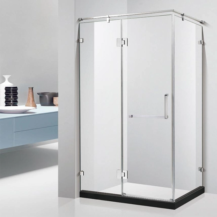 Three Glass Panel Square Bathroom Shower Room Hinged Type Frameless Shower Door