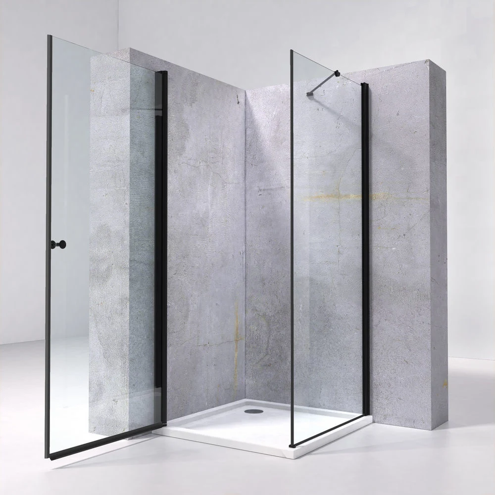 Snuofan European Bathroom Simple Pivot Black Shower Enclosure 90X90