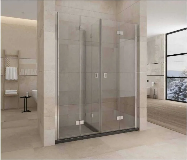 Hinge+Pivot Door T-Shape Shower Enclosure_Seperating Shower+Toilet (L24966)