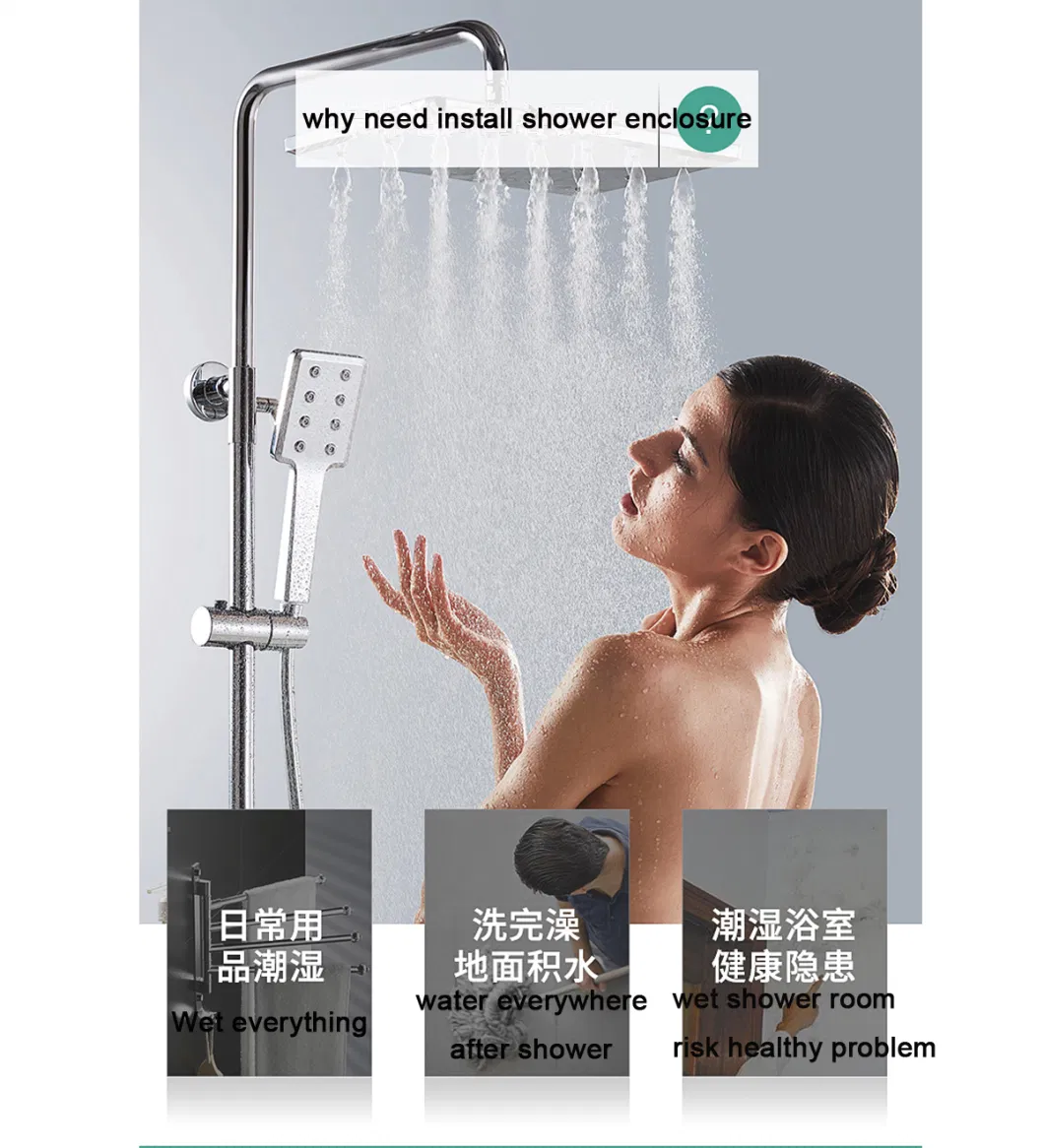 New Corner Design Aluminum Profile Frame Pivot Shower Enclosure