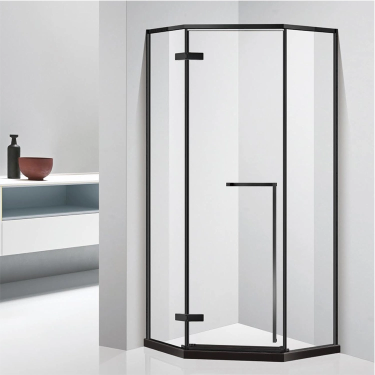 Three Glass Panel Square Bathroom Shower Room Hinged Type Frameless Shower Door