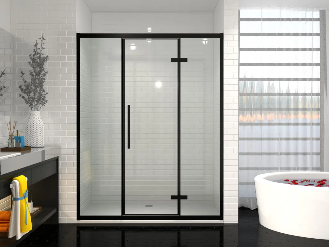 Black Flat Aluminium Pivot Shower Door Enclosure