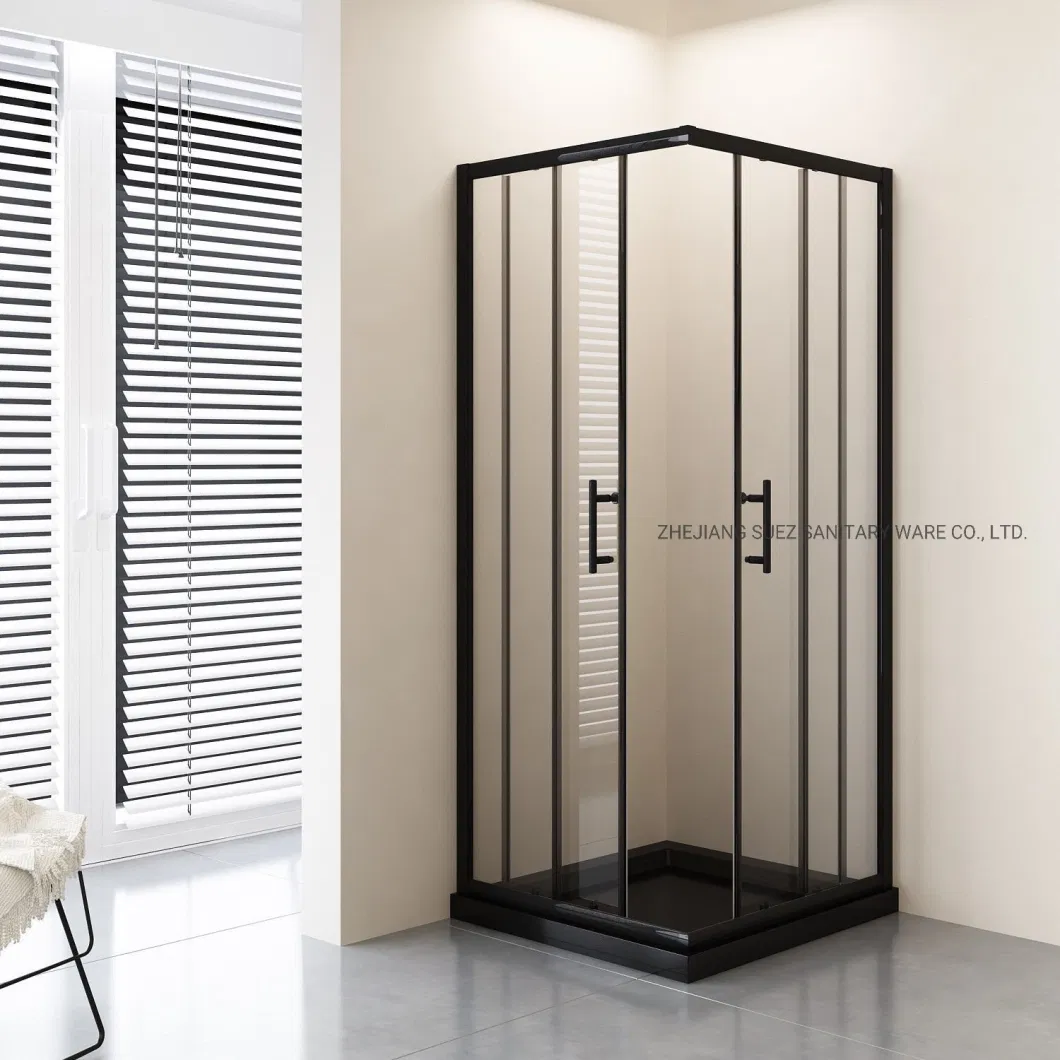 Black Aluminium Square Glass Shower Room Shower Enclosure Square Shower Glass Door