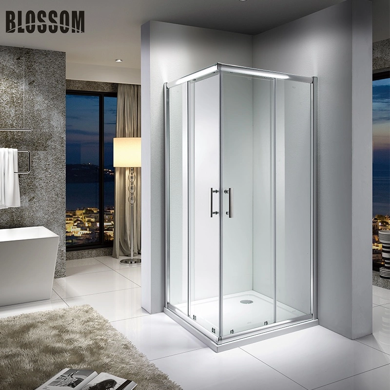 Factories Bathroom Square Sliding Doors Tempered Glass Simple Shower Enclosure