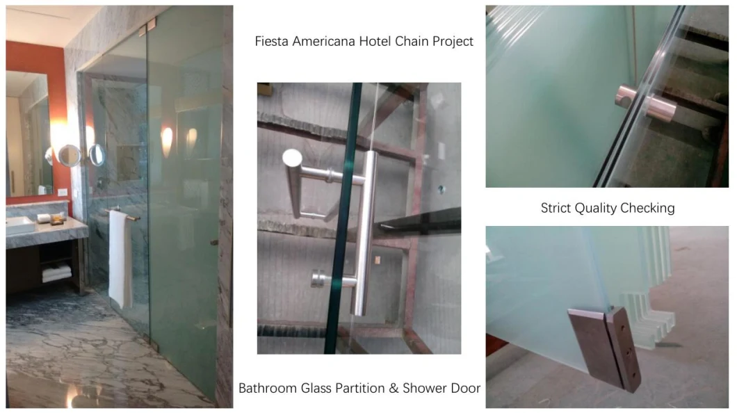 10mm Heat Soak Test Tempered Toughened Glass Frameless Hinged Shower Door
