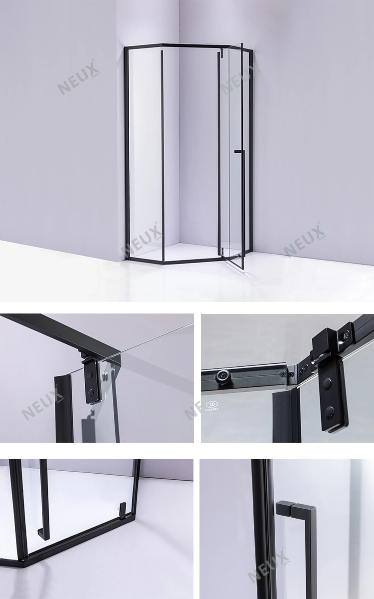 Promotional Diamond Shape Hinged Door Glass Shower Enclosure with Pull Handle (L5704)