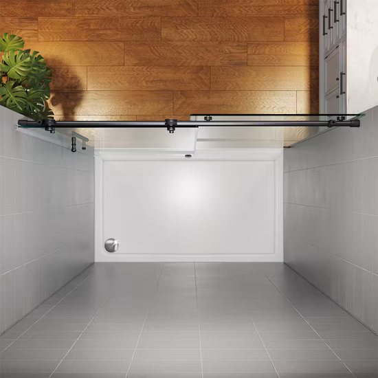 Matte Black Sliding Shower Enclosure with 10mm Tempered Glass