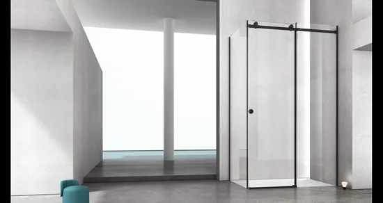 Matte Black Sliding Shower Enclosure with 10mm Tempered Glass