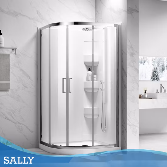 Sally 8mm Tempered Glass Quadrant Framed Round Shower Sliding Door Bathroom Enclosure