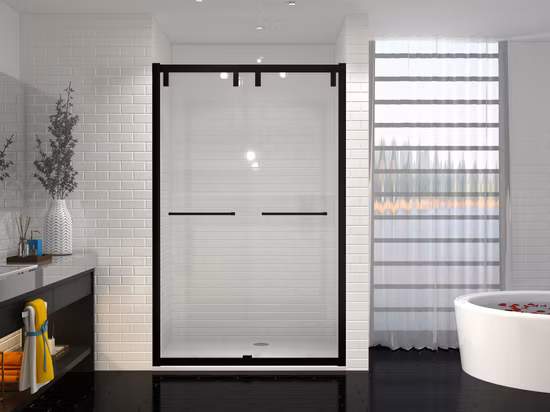 Black Flat Aluminium Pivot Shower Door Enclosure