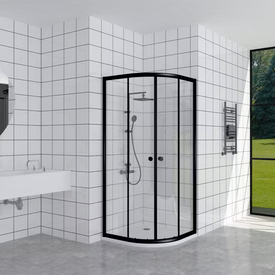 Snuofan European Bathroom Simple Pivot Black Shower Enclosure 90X90