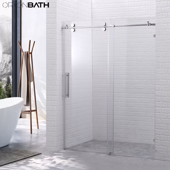Qian Yan Shower Cubicles China Frameless Hinged Glass Bathtub Cabin Manufacturing Black Matt Chrome Satin Luxurious Stainless Shower Enclosure